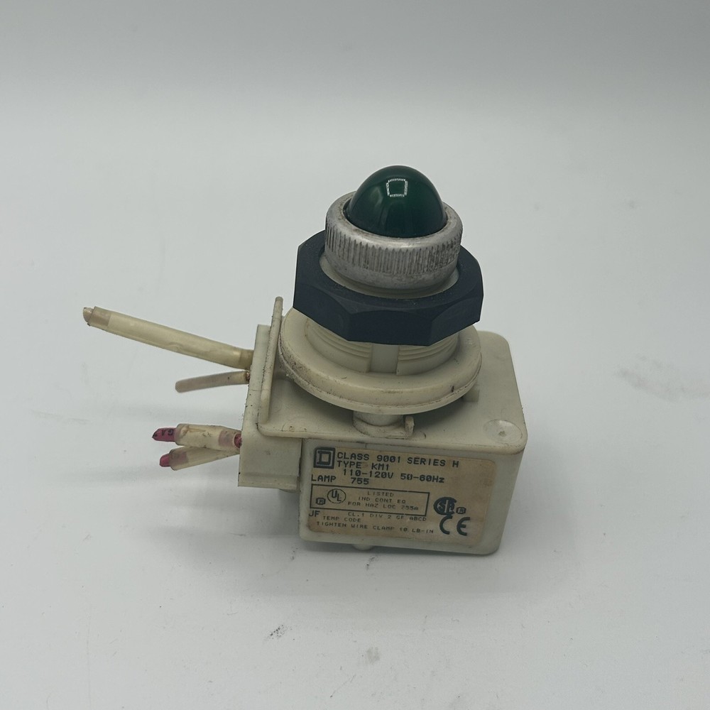 Square D Class 9001 Type KM1 Ser. H Green Pilot Light Indicator