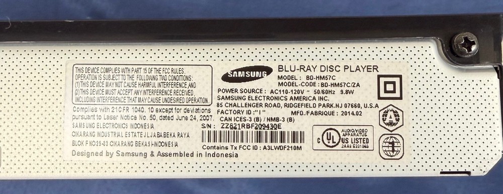 Samsung BD-HM57C Blu-ray Disc Player