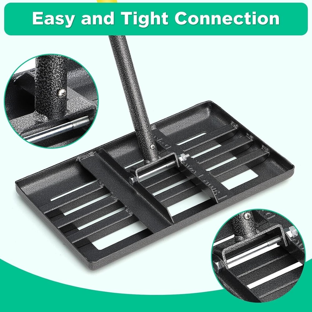 Effortless Lawn Leveling Rake - 5FT Adjustable Handle, 17"x10" Lightweight Tool