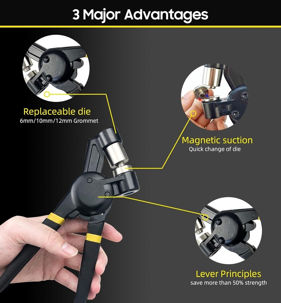 Grommet Tool Kit - 608 Pcs with Heavy Duty Eyelet Maker for Multi-Sized Projects