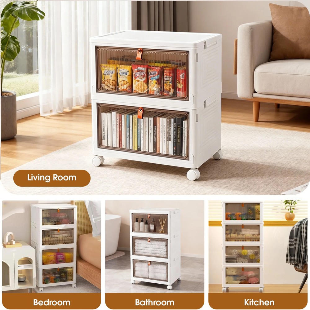 GARITIN 92 Qt Stackable Storage Bins with Lids and Wheels