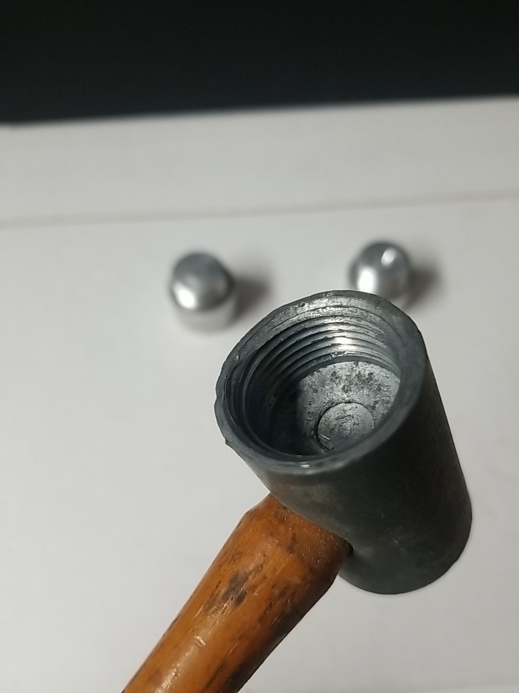 Vintage Hickory Handle Dead Blow Hammer With Replaceable Aluminum Faces
