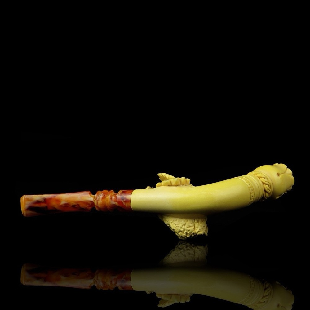 Eagle Cheroot Pipe By Erdogan EGE Handmade Block Meerschaum-NEW CASE#528