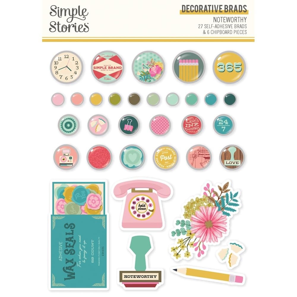 Simple Stories Noteworthy Decorative BradsNTW21327