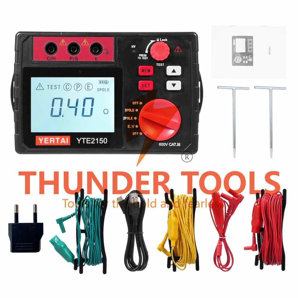 Thunder Tools YERTAI YTE2150 Digital Earth Tester 200Ω Insulation