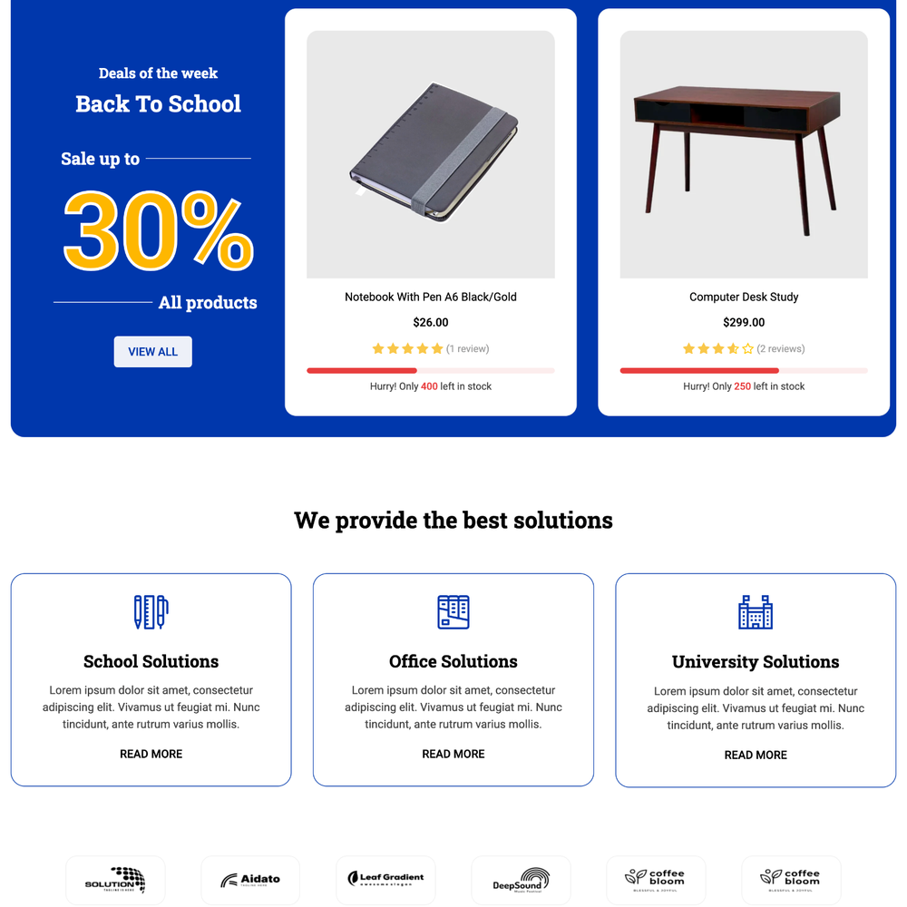 School Shop Website Design with Free VPS Web Hosting and Installation