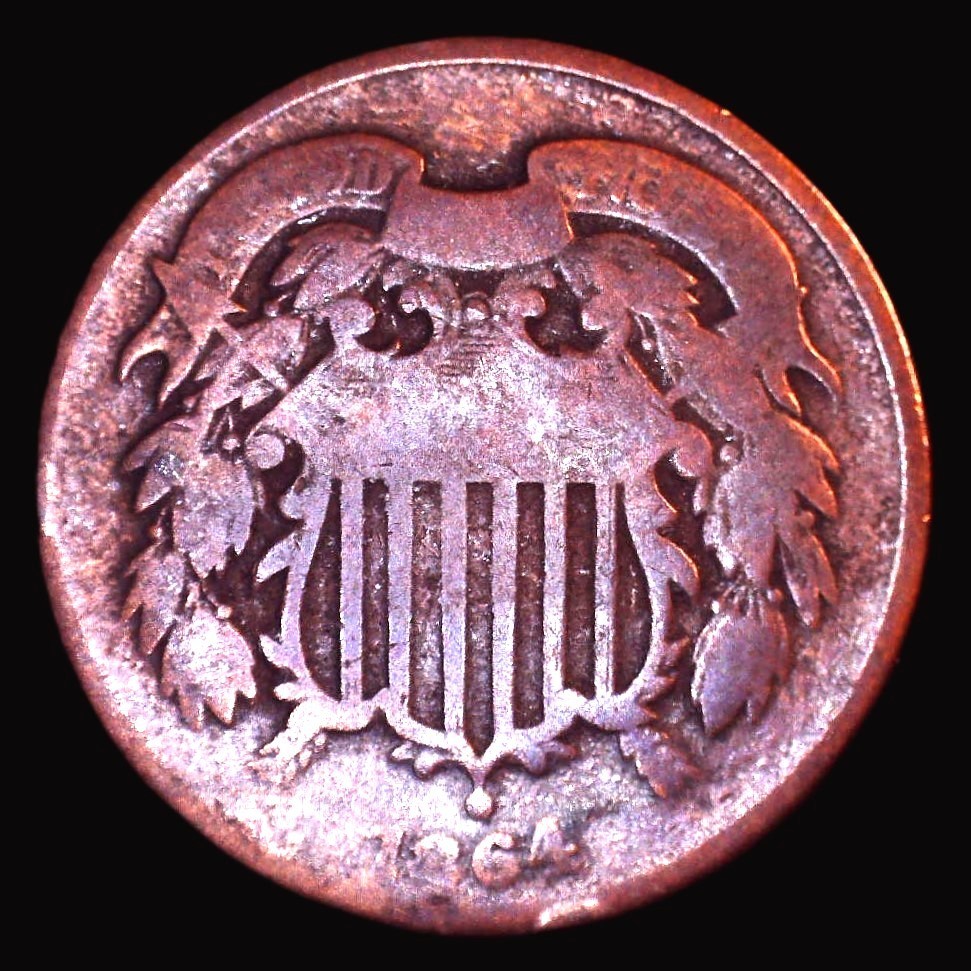 1864 Shield Two Cents- VERY GOOD