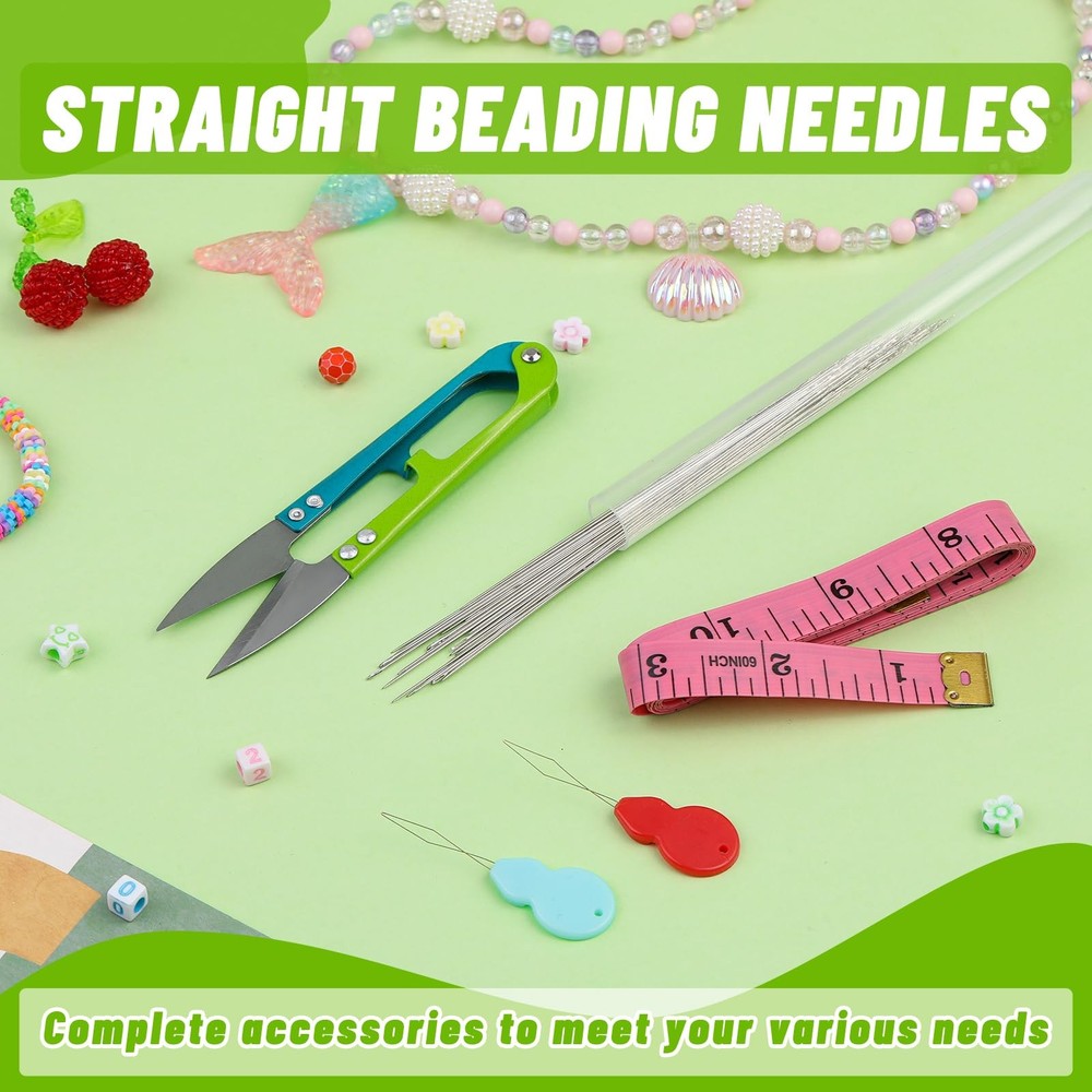 UOOU 85 Pcs Beading Needles Set,8 Sizes Long Straight Multicolor