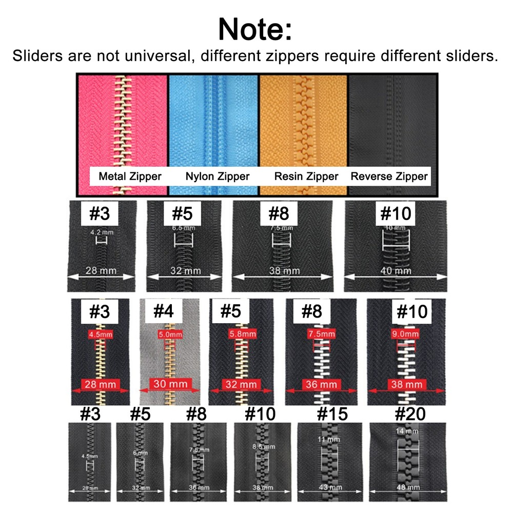 Zipper Slider Retainers, 2Sizes Top Stoppers & Bottom Stop, Bronze 20 Sets