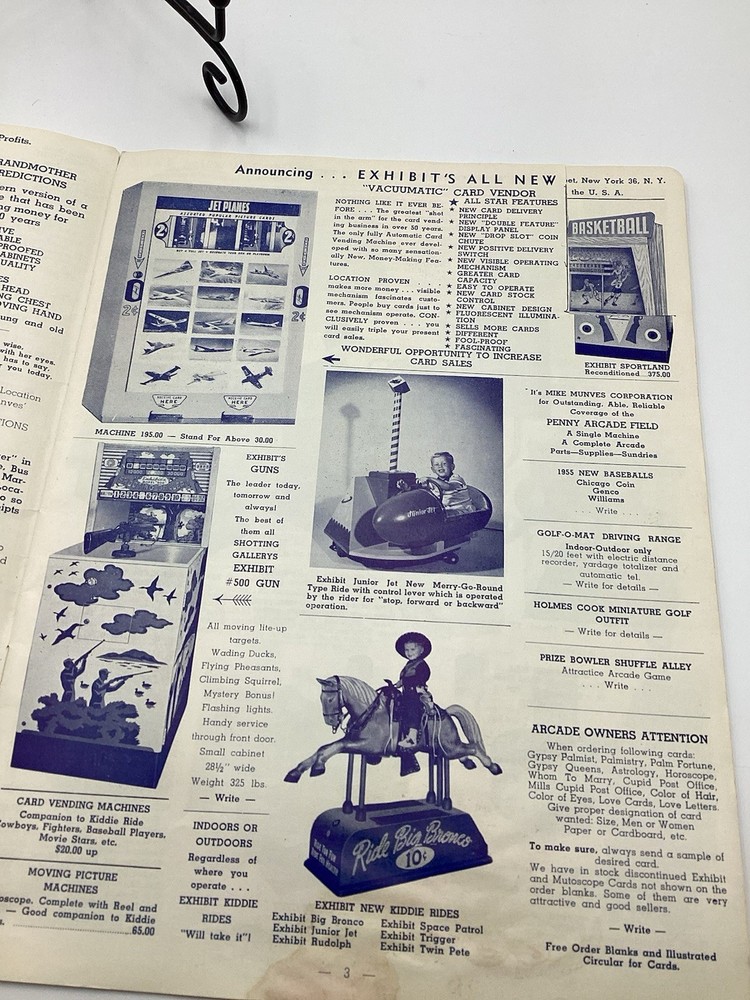 1955 Mike Munves Arcade Catalog & Original Operator Inserts-Complete Lot
