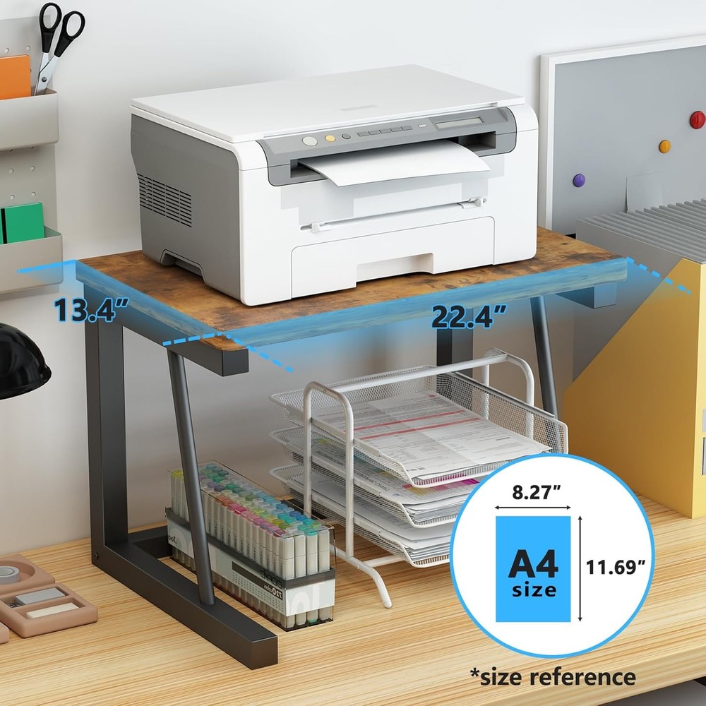 Desktop Printer Stand 2-Tier Wood Rustic Printer Shelf 3D & Laser Printer