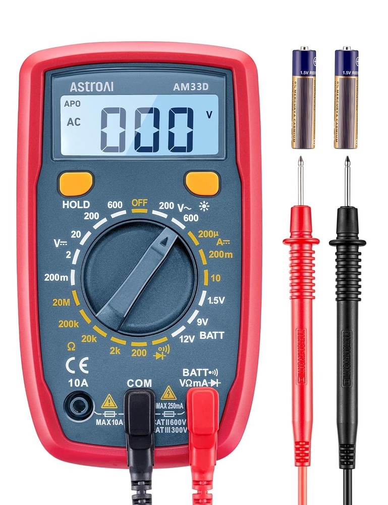Digital Multimeter Tester 2000 Counts with DC AC Voltmeter and Ohm Volt Amp M...