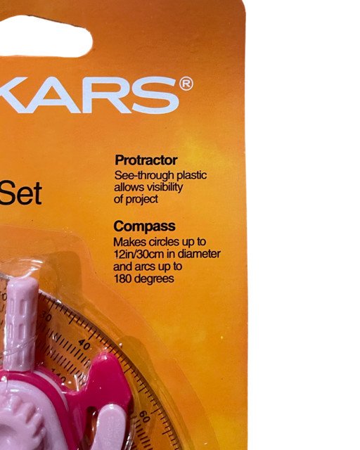 Fiskars Protractor & Compass Set — Geometry Tools for School, Pink/Blue/Red New