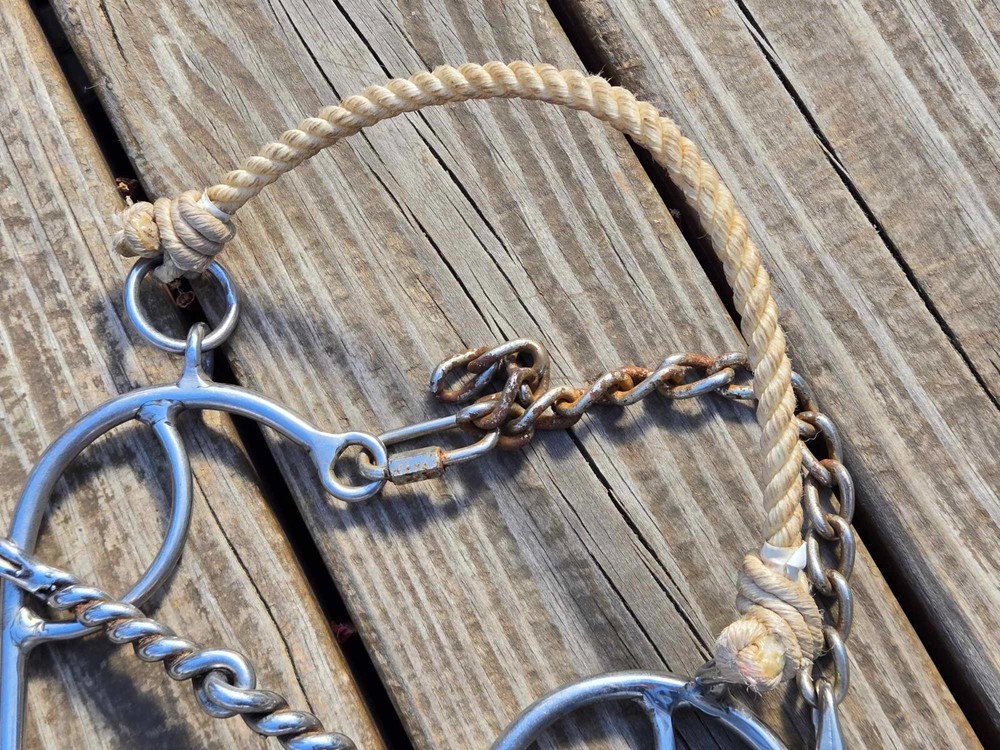 CC MAKER MARKED Size 5" Twisted Gag Rope Nose Western Combination Bit Hack Combo