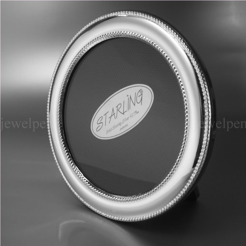 9X9 CM Classic Round Pearl Edge Photo Frame - Solid 925 Sterling Silver (V2)