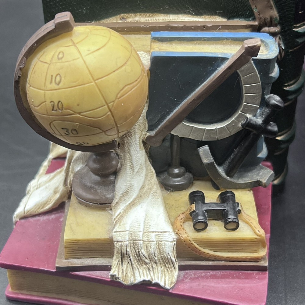 Nautical Themed Bookends With Globe, Anchor, Log Book, And Binoculars