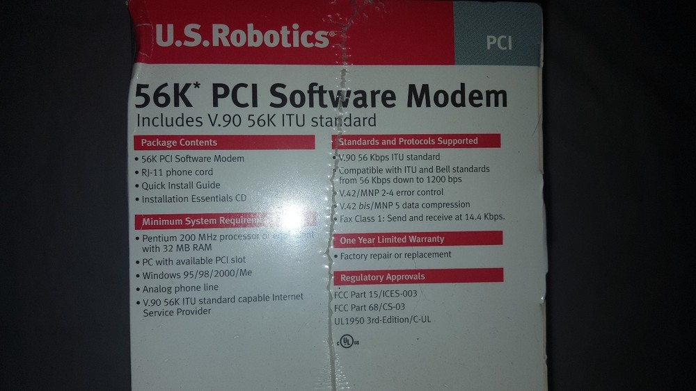 **New** U.S. Robotics USR5600 56K* PCI Software Modem **EL**