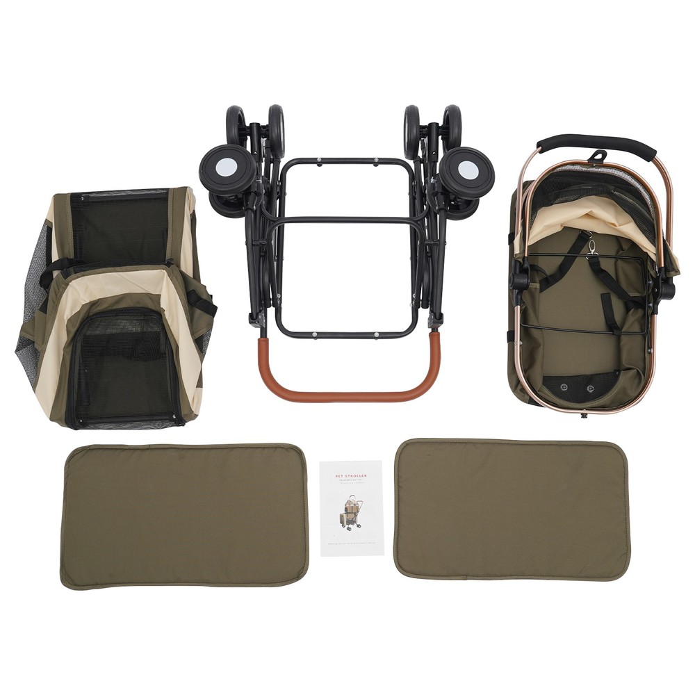 Two-tier Foldable Pet Stroller Dog&cat Stroller For Small & Medium Dogs Portable
