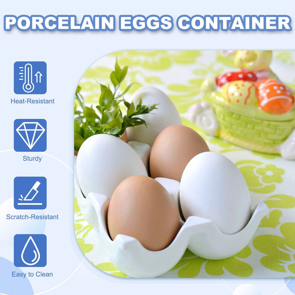 Ceramic 6 Cups Egg Tray Holder for Home Kitchen Storage, Black