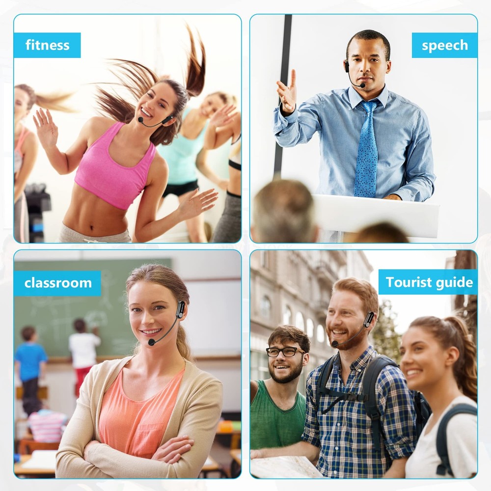 Wireless Microphone Headset with 1/4''Plug, 165ft Range, UHF Wireless Headset...