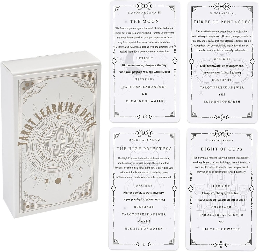 78 Clear Text Pattern Tarot Cards, Classic Tarot Learning Deck Fortune Telling G