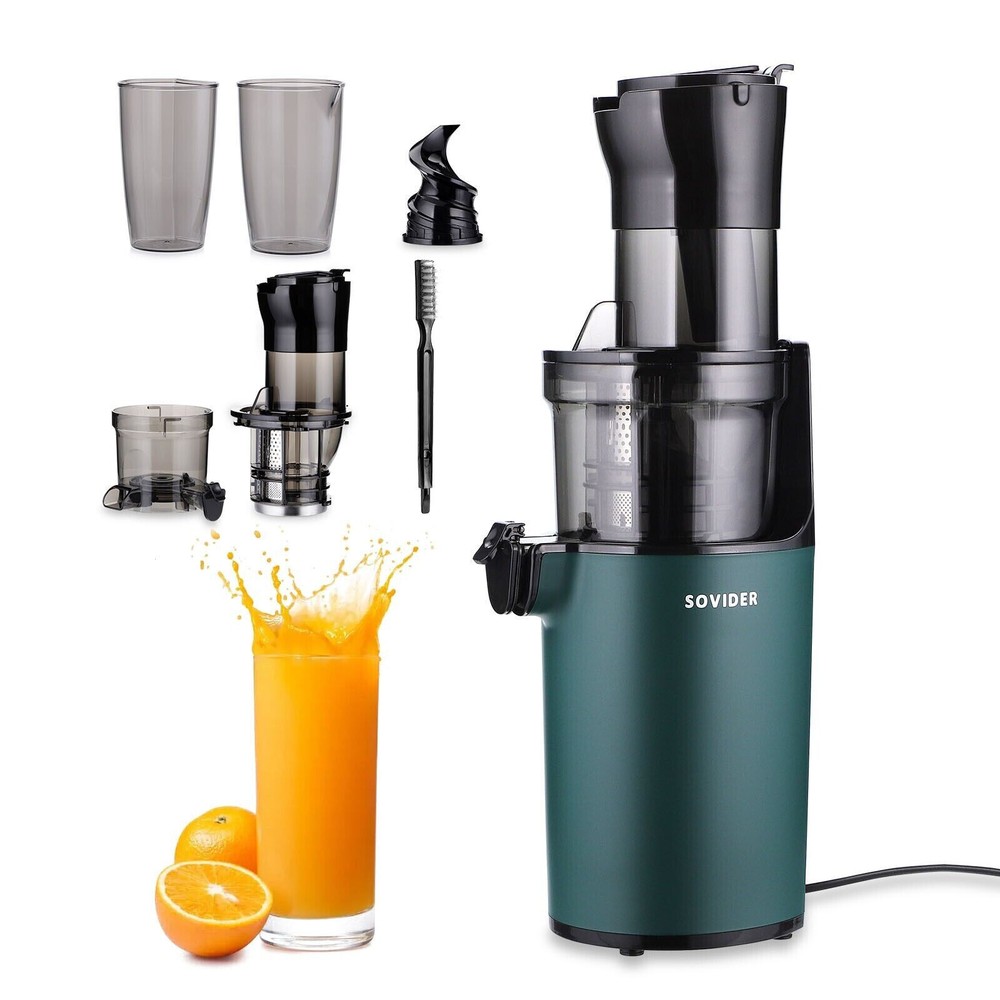 SOVIDER Juicer Machines Fruit Veg Squeezer Slow Masticating Brush Pulp Cup US