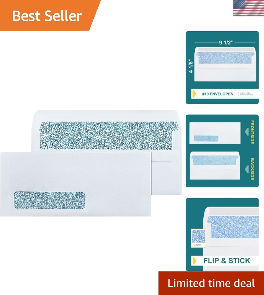 Effortless Secure Mailing - 20 Self-Seal Left Window Envelopes - White Size 10