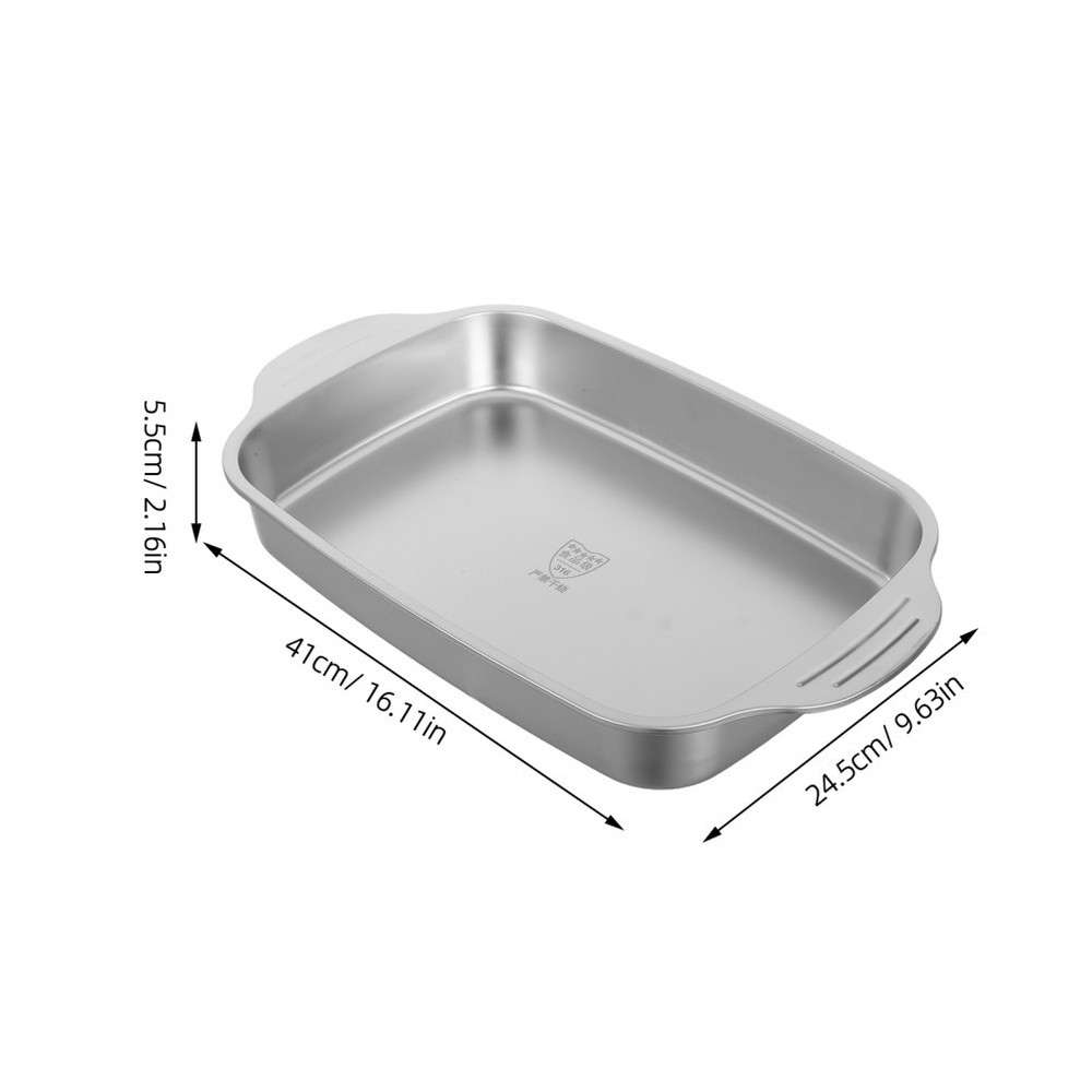 Stainless Steel Roasting Pan: 316L Rectangular Baking Tray - Broiler Pan for