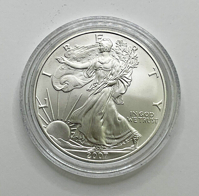 2007 Burnished Silver Eagle w/box & COA