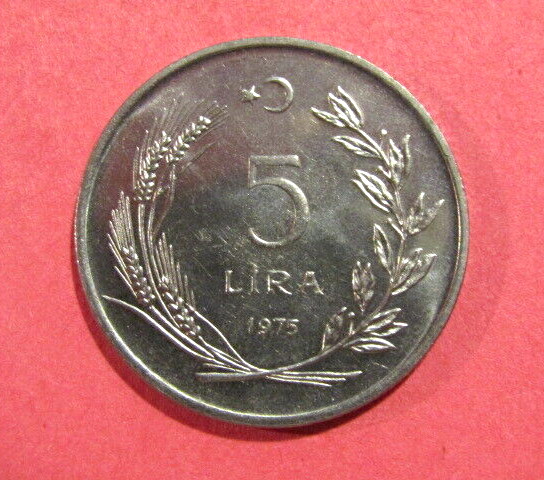 Turkey 1975 5 Lira unc Coin