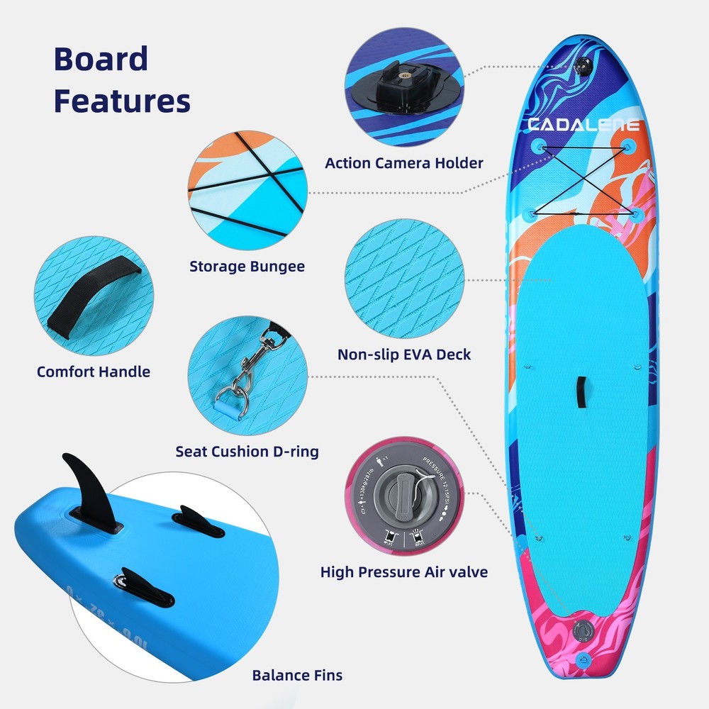 10'6" Inflatable Stand up Paddle Board with Complete Accessories & Camera Mount