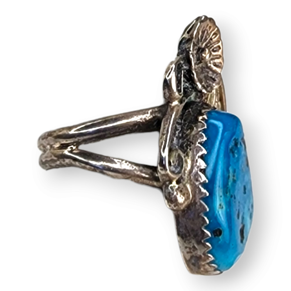 Vintage Sisteks Sterling Silver Blue Turquoise Ring Size 5