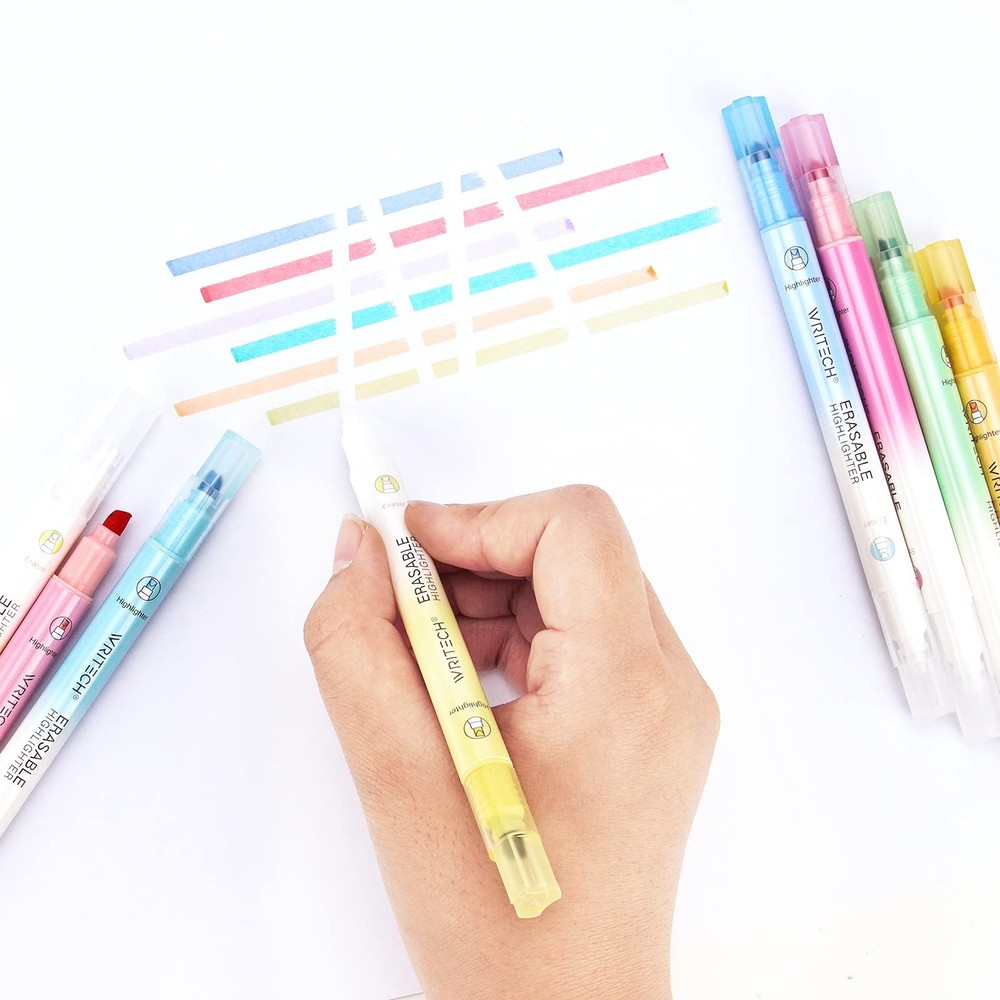 WRITECH Erasable Highlighters Chisel Tip, 12 Count (Pack of 1), Multicolor