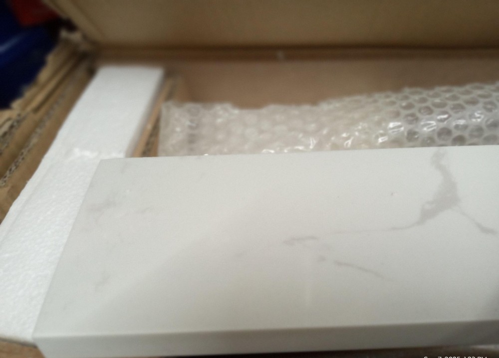 42 in. Engineered Marble Backsplash for Cabinet Vanity Carrara White
