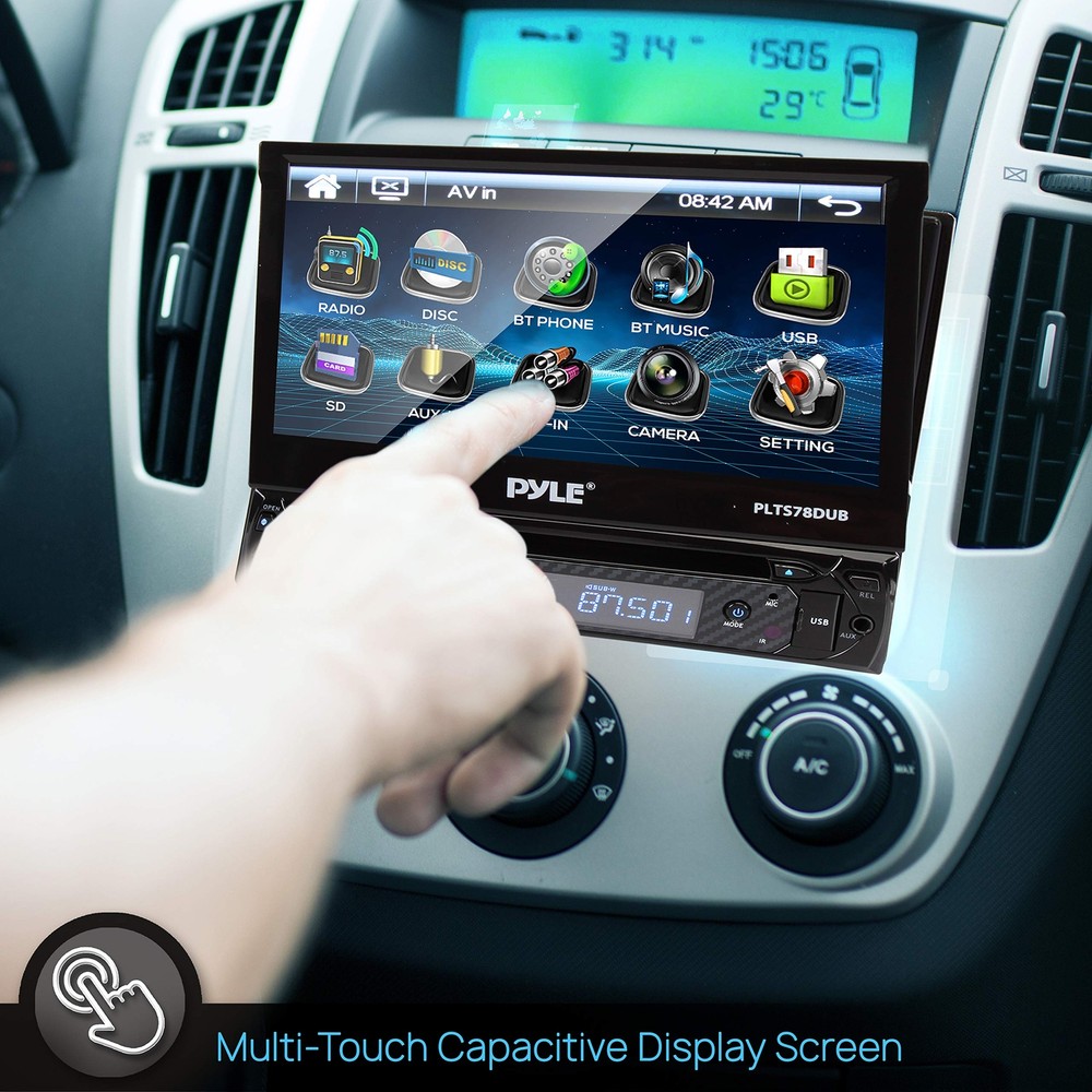 Pyle Single DIN 7" Touchscreen Bluetooth Stereo CD/DVD Receiver