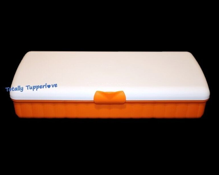 Tupperware Lunch N Things Keeper Bento Box Large Divided Rectangle Orange White