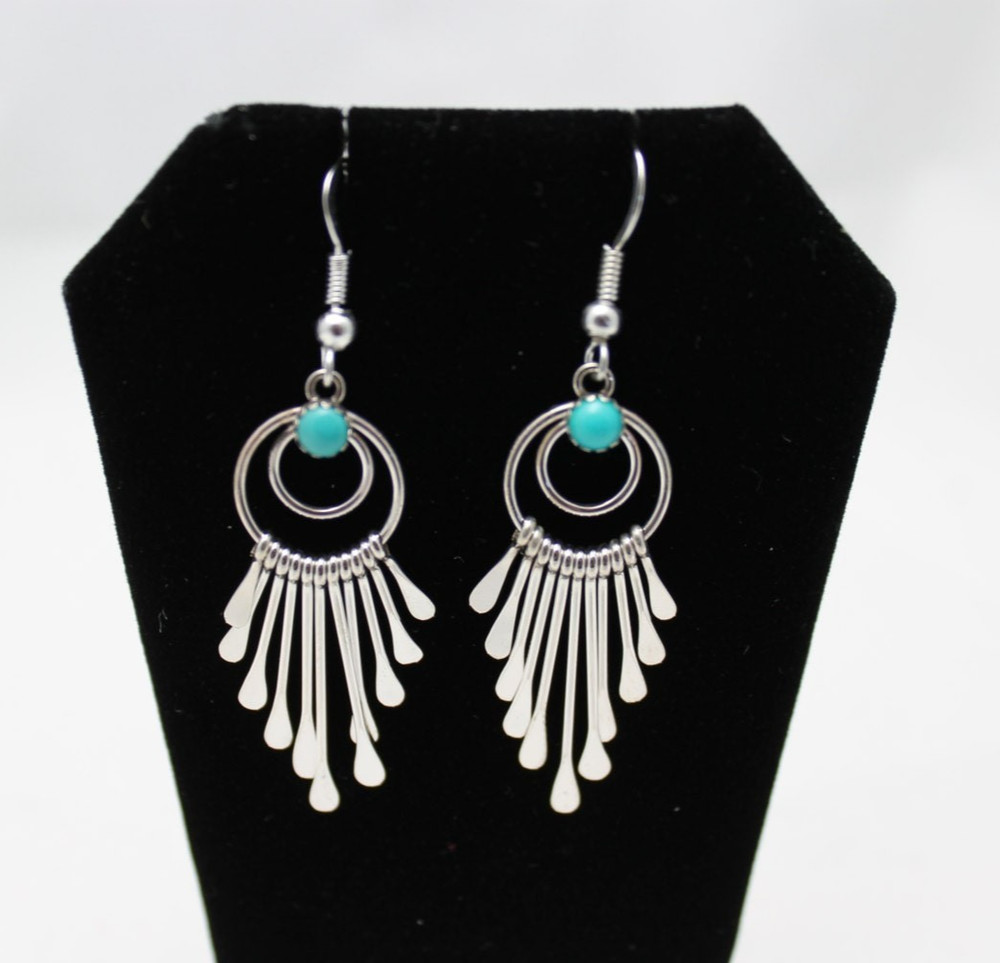 Sterling Silver Circle and Dangle Earrings