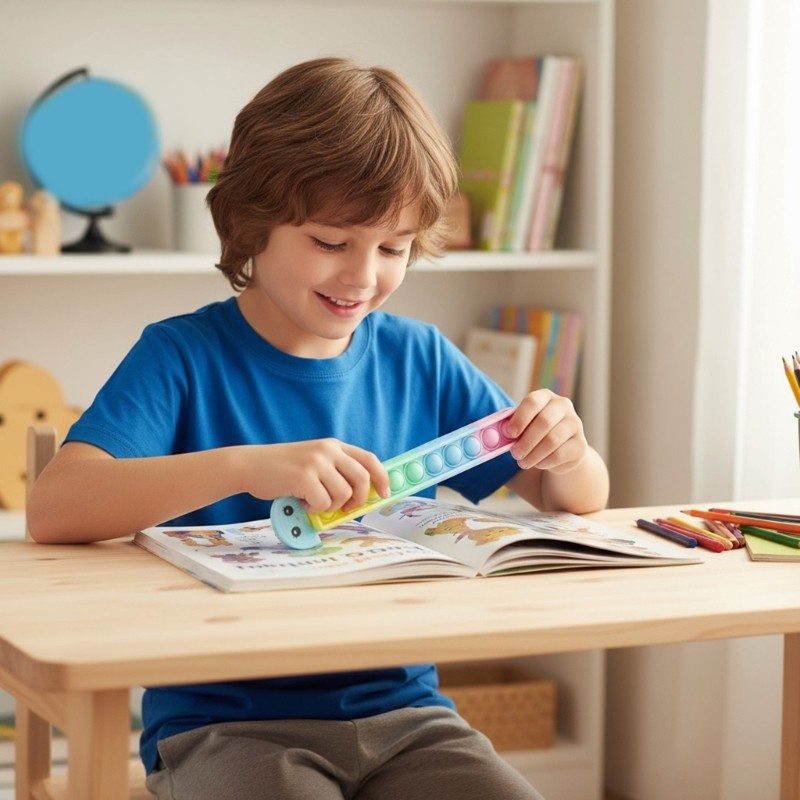 Squeeze Activated Double Scale Ruler Soft Silicone Learning Instrument for