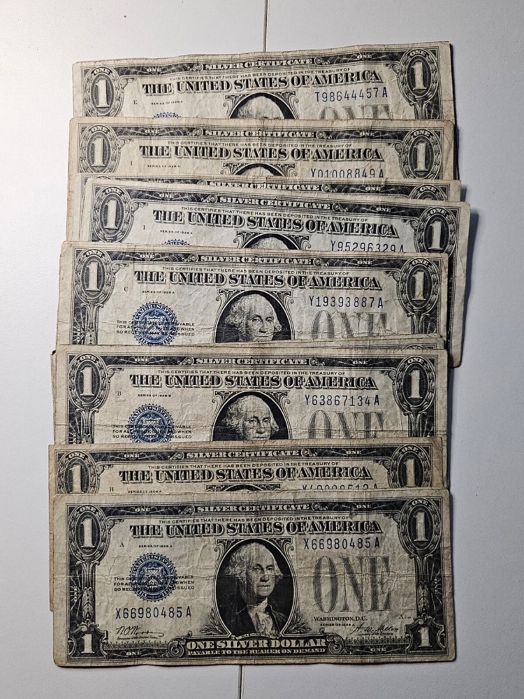 1928 $1 SILVER CERTIFICATE "FUNNY BACK" circulated note