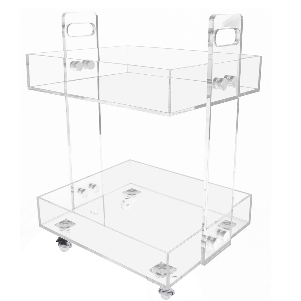 Clear Acrylic Double-Layer Side Table for Storage and Serving