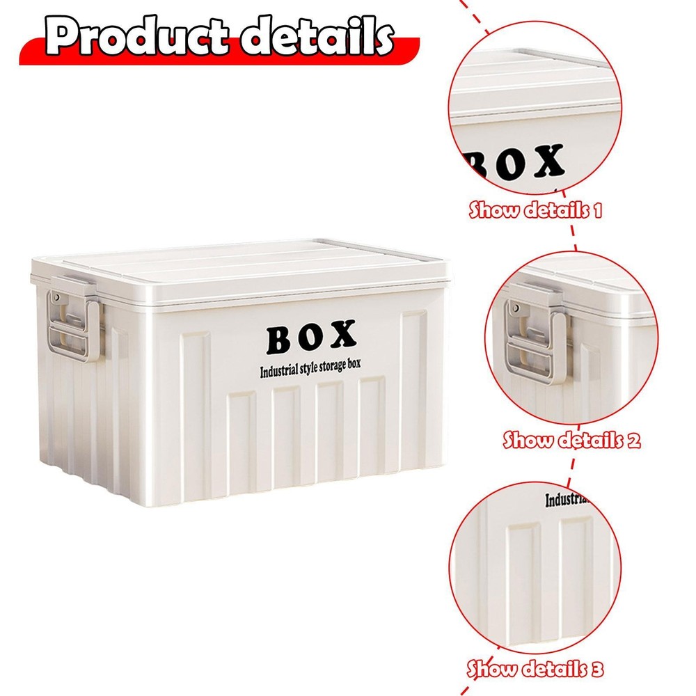 Lidded Storage Bin Multipurpose Heavy Duty Container for Clothes Tools Toys