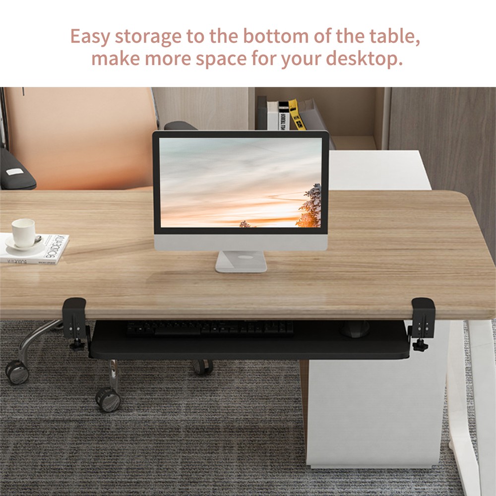 Clamp On Keyboard Tray Under Desk Pull Out Platform Height Adjustable L7C7