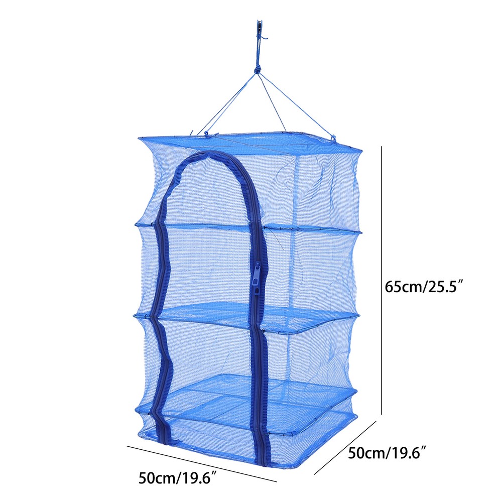 4-Layer Herb Drying Rack Hanging Herb Mesh Rack Foldable Drying Net with Zippers