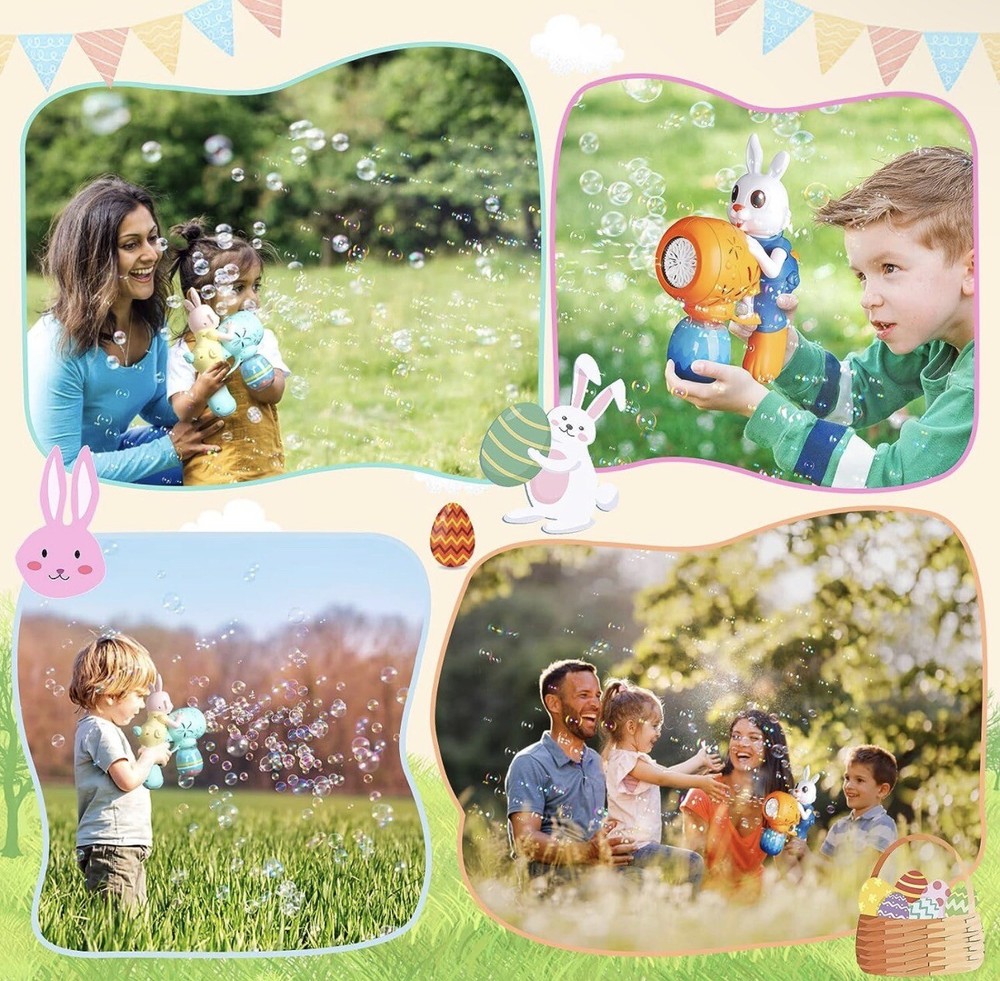 Rabbit Bubble Gun For Kids Auto Bubble Blower 2 Pack w/Bubble Liquid Concentrate