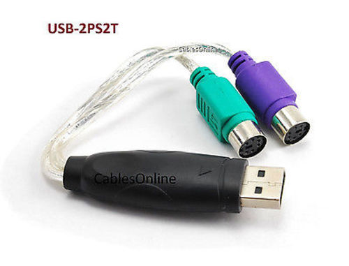 USB to Dual PS/2 Keyboard & Mouse Converter Cable Active Adapter, USB-2PS2T