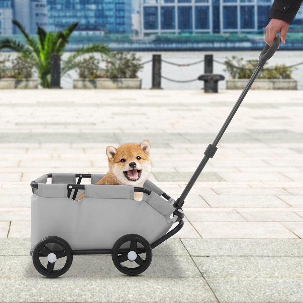Lightweight Folding Dog Stroller with Safety Buckle and Adjustable Handle