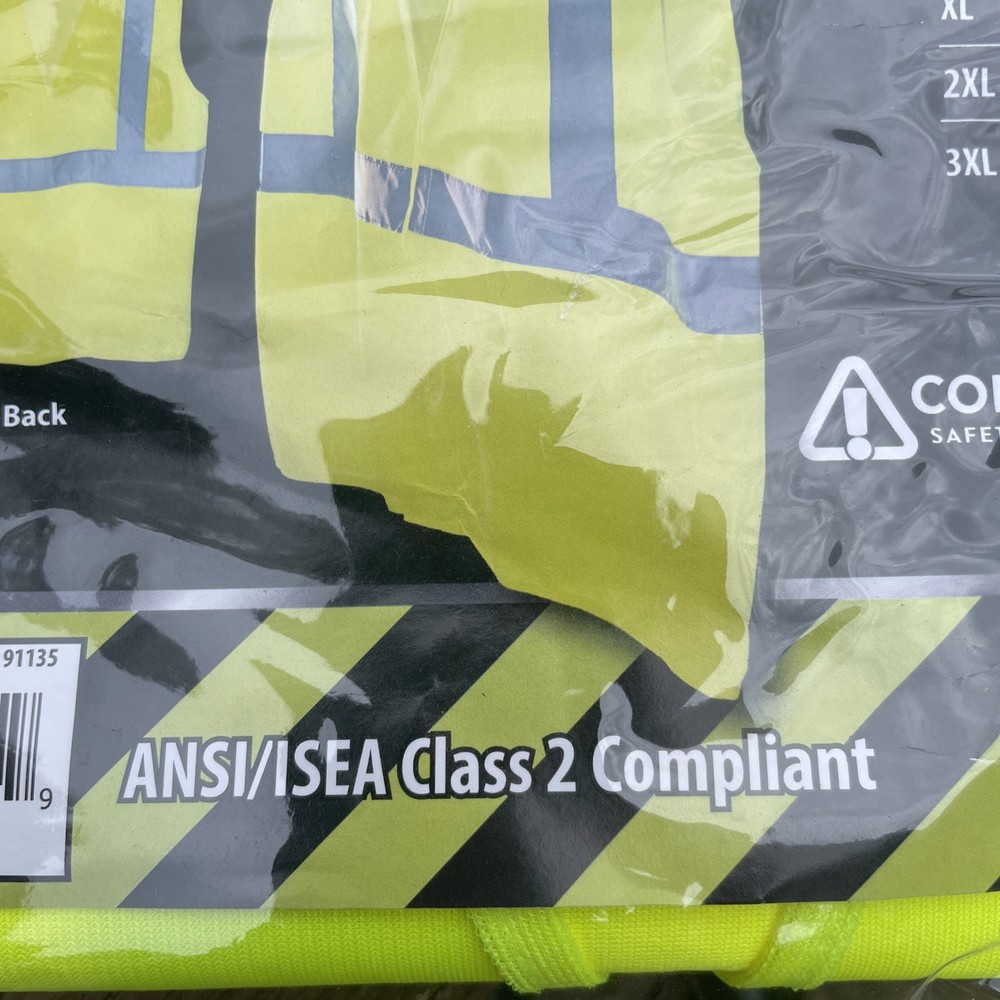 3XL Solid Safety Vest High-Visibility Class 2 Solid Polyester Fabric 2” Tape