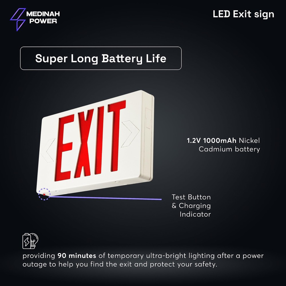 Medinah Power ES-C-S Led Emergency Exit Sign Led Exit Light White
