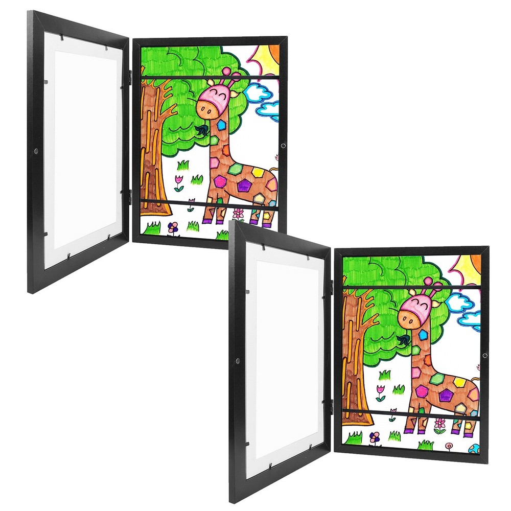 2 Pack Kids Art Frames Magnetic Front Opening Changeable Picture Display Craft