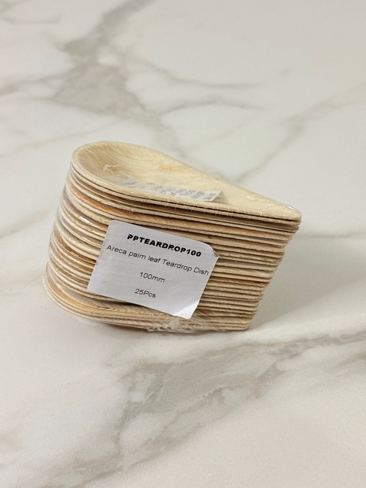Areca Palm Leaf Dish Teardrop 10cm – 25 Pcs – Biodegradable – PPTEARDROP100